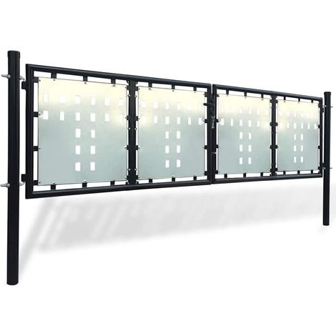 Portail de clôture simple - Porte de jardin - Portillon de jardin Noir 300x125 cm fr10318 - Maison La Vie (1/5)