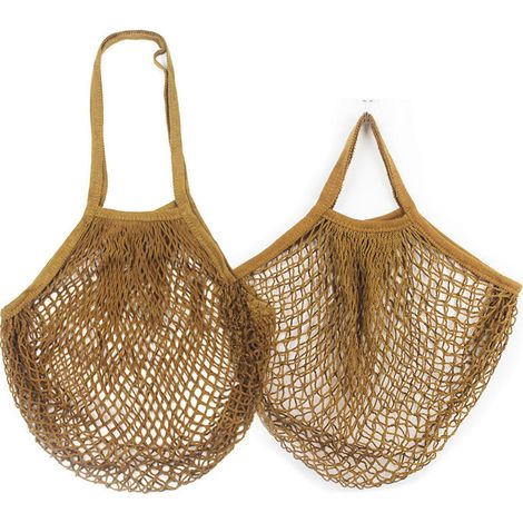 Lot de 2 sacs à provisions en filet de couleur café vif