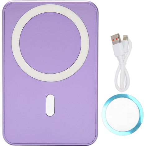 Batterie Externe Magnétique 10000mAh QC22.5W Chargeur Portable Sans Fil avec Support Pliable pour iPhone 14 13 12 Violet (1/5)
