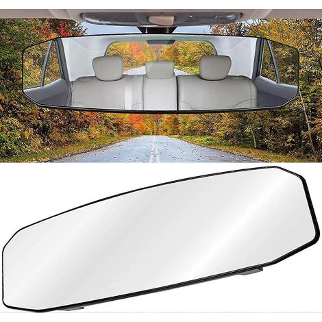 Rétroviseur intérieur 12x3,6'' Le plus grand rétroviseur panoramique grand angle du marché Rétroviseur intérieur universel à clipser, convexe, largeur allongée (1/4)