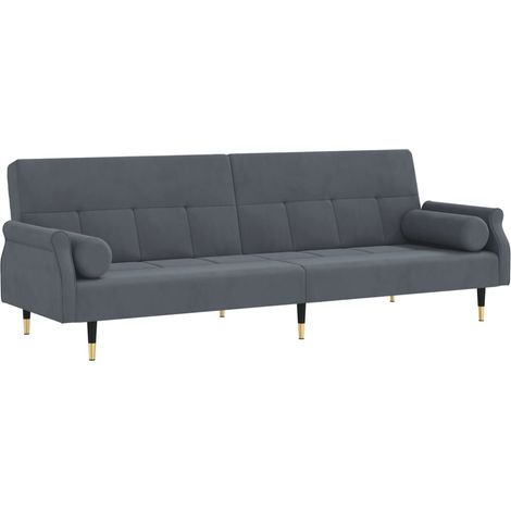 Sofá cama con cojines 216 x 89 x 70 cm terciopelo gris oscuro 020020405