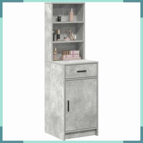 Haut Armoire - 865076 - Gris béton - Bois d'ingénierie - 40 x 40,5 x 135 cm (1/5)