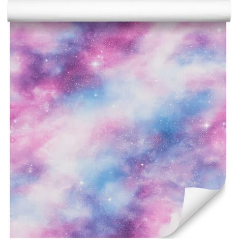 Papel pintado de galaxia en acuarela, lavanda y violeta, fondo lavanda, 50x1000 cm (1/5)