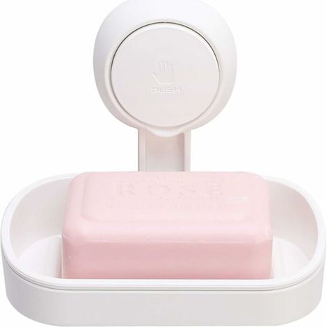 Seifenschale mit Saugnapf, kein Bohren und wiederverwendbar, 1 Sekunde Installation, Seifenschale, Dusche, Belastung, 5 kg, wasserdichte Halterung für Badezimmer, Dusche, Wandfliese – Weiß (1/5)