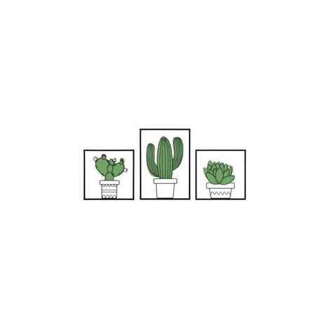 Panneau mural cactus, ensemble de 3 pièces 33 x 1,3 x 46,5 - 33 x 1,3 x 33 (1/5)