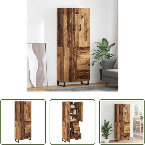 vidaXL Meuble avec tiroir - Haut Armoire avec tiroir 2 pcs Bois Ancien 69,5 x 34 x 180 cm (1/5)