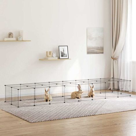 vidaXL Jaula para mascotas de 36 paneles puerta acero negro 280x70x35 cm (1/5)