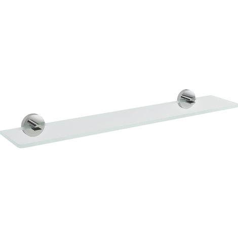 Tablette en verre X-ROUND 600 mm, chrome/verre transparent