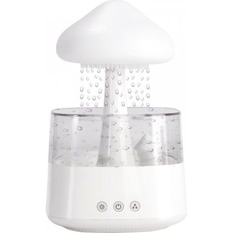 Lampe Pluie Humidificateur d'air 450 ML, Diffuseur huiles essentielles, Rain-Cloud humidificateur avec 7 lumières LED de Couleur, Lampe Champignon Pluie pour Maison, Bureau et Chambre (Blanc) (1/4)