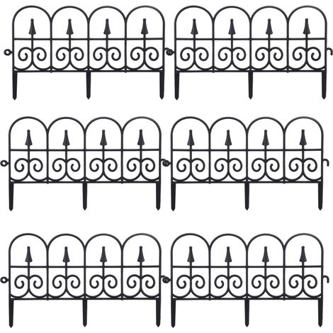 Valla de jardín de PP – Juego de 6 piezas con sistema de conexión, negra, 58 cm x 34 cm – Decoración versátil para centros comerciales, supermercados o el hogar. (1/5)