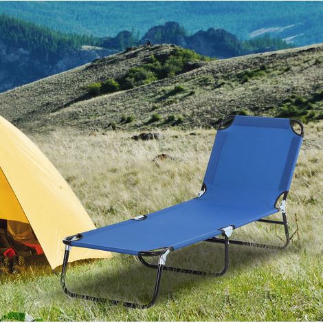 Bain de soleil de jardin en acier bleu pliable avec dossier réglable (1/5)