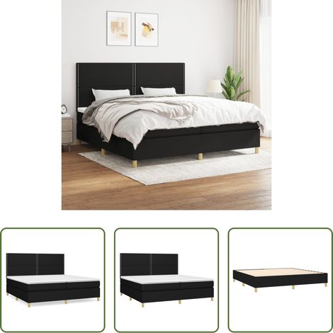 Matratze - Boxspringbett mit Matratze Schwarz 200x200 cm Stoff (1/5)