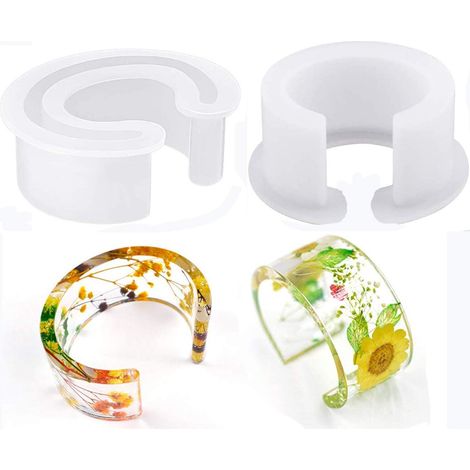1 Moule en silicone forme C, transparent, pour résine, bijoux, bracelets, bagues, artisanat (1/5)