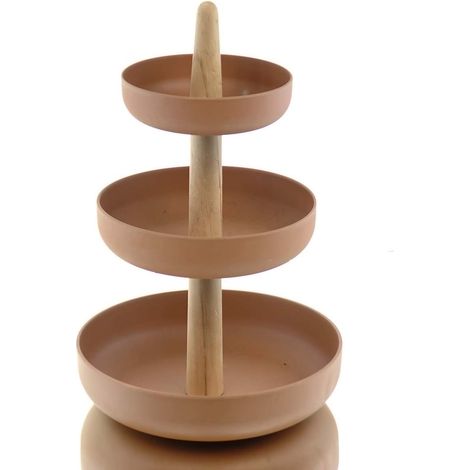 Kaemingk Etagere Terrabraun 3 Ebenen Höhe 50 cm aus Bambusfasern & Holz