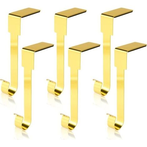 Golden Christmas stocking holders - Set of 6, 25-140mm metal hooks for stable festive decorations. (1/4)