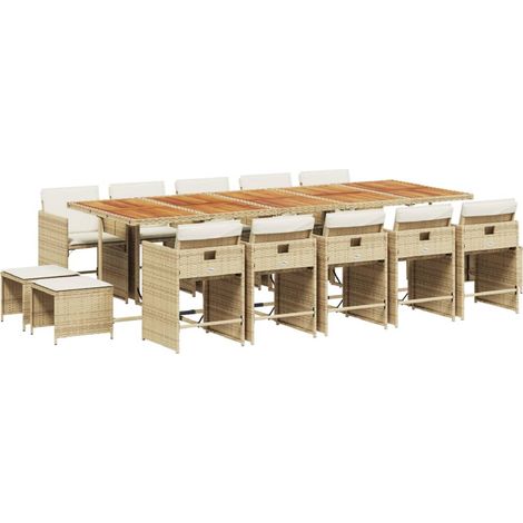 Maison Exclusive - Set da Pranzo da Giardino 15 pz con Cuscini Beige in Polyrattan (1/5)