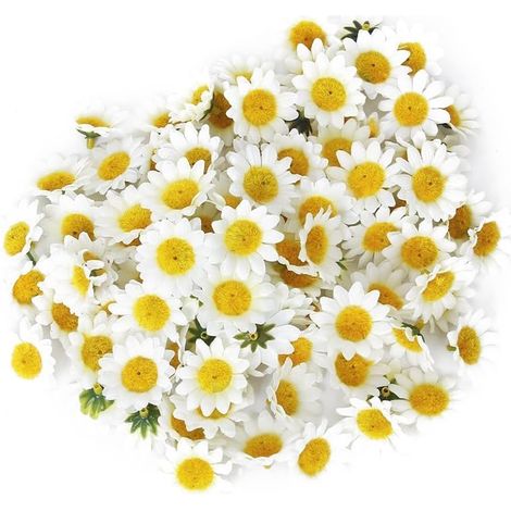 MINKUROW 100 Cabezas De Girasol De Plástico Artificial Realista, Accesorios De Decoración Para El Hogar Y La Fiesta, (Blanco) (1/5)