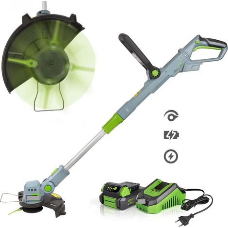 Tondeuse à Gazon électrique 20V 2000mAh Li-ION Coupe-Herbe sans Fil dégagement Automatique Coupe-chaîne élagage Outil de Jardin 20PC Lames (1/5)