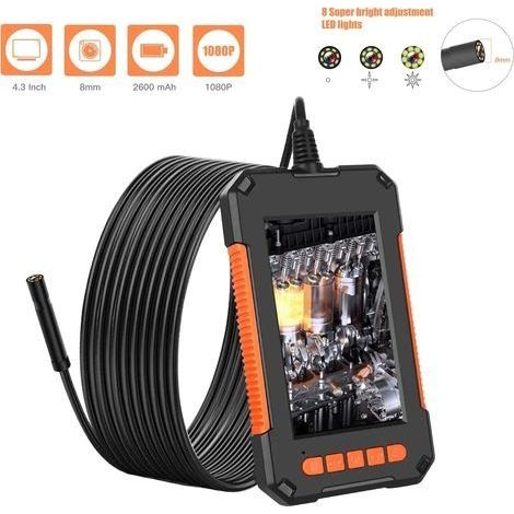 Endoscope Industriel, Caméra Endoscopique Double Objectif 1080P HD Camera Inspection Endoscope Canalisation étanche IP67 avec écran IPS de 4,3 Pouces, 8 Lumières LED (1/5)