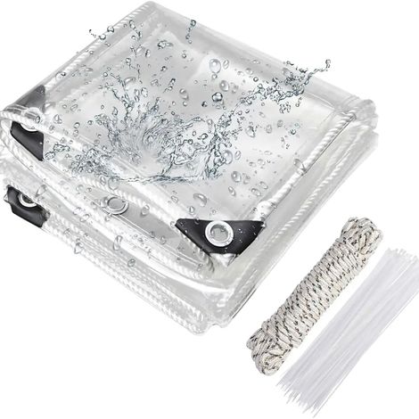 Bâche transparente, robuste, protection étanche, Clair, H3 x L3m (1/2)