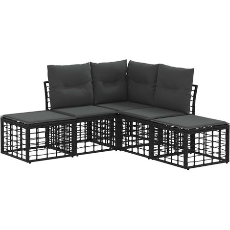 Maison Exclusive - Set di divani da esterno Nero Poliestere