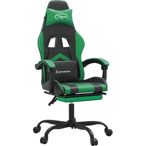 Maison Exclusive - Sedia da Gaming con Poggiapiedi Nero e Verde in Similpelle (1/5)