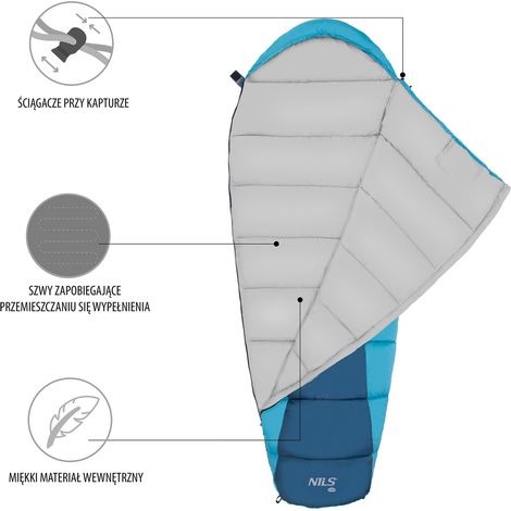Schlafsack, Grau-Blau, Leicht, Kompakt