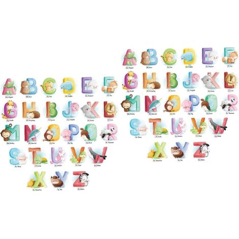 2 Pièces Autocollants Animaux Cartoon avec Alphabet Anglais Décorations Éducatives pour Garçon Fille Faciles à Appliquer à Idéaux pour Lisses Fenêtres (1/5)