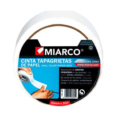 Rollo de cinta tapagrietas lisa de 10 metros y 50mm de ancho color blanco (1/2)
