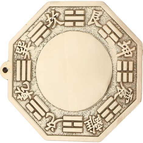 Laiton Or Miroir Chinois Bagua, Convexe Feng Shui Ornement (1/5)