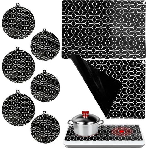 8 Pièces Tapis De Protection pour Plaque À Induction, Protection Plaque Induction, Tapis De Cuisson À Induction en Silicone, Tapis Protege Plaque (1/5)