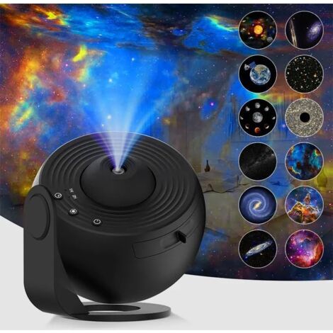 Projecteur de ciel étoilé, lampe projecteur galaxie LED, veilleuse ciel étoilé réaliste avec 12 disques de film, constellation du système solaire et lune, pour la décoration intérieure (1/5)