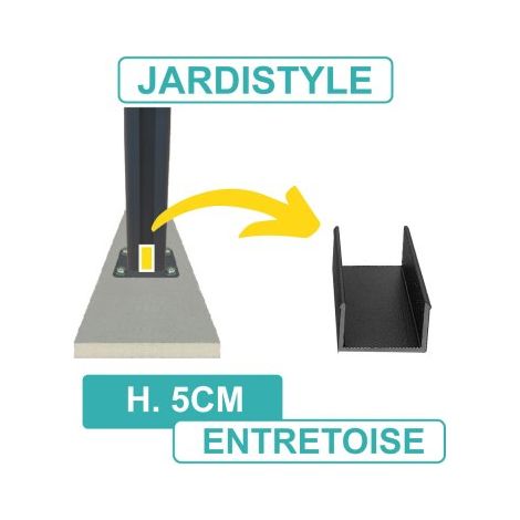 Cloture & Jardin – Entretoise bas de clôture gris anthracite 5cm – Accessoire pour poteau en aluminium – Pour lames en composite – Fixation rapide et durable