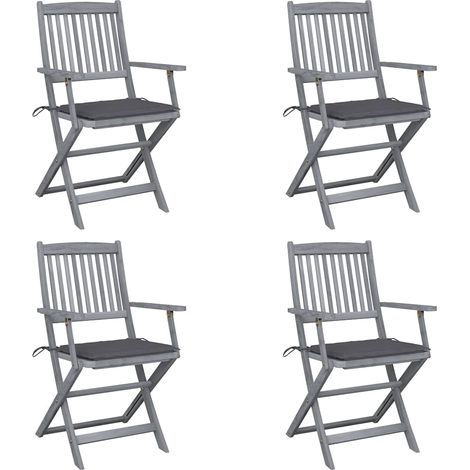 Klappbare Gartenstühle 4 Stk. mit Sitzkissen Massivholz Akazie