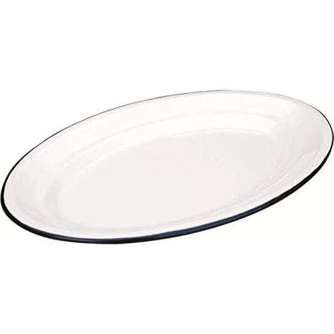 Ibili 903.935 Ovale teglia in Acciaio smaltato, 35 x 24 cm, Bianco