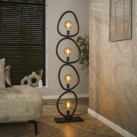 Lampadaire salon noir – forme galet, 4 ampoules TRIBECA (1/5)