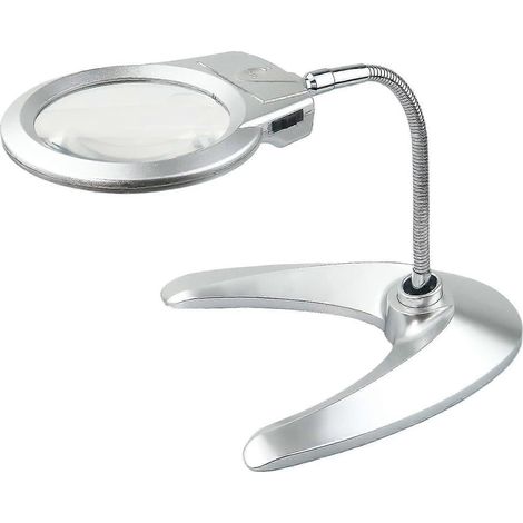 Lupe mit Licht und Ständer, beleuchtete Tischlupe, 2x/5x-Leuchtlupe mit 2 ultrahellen LEDs, freihändige Leselupe (1/5)