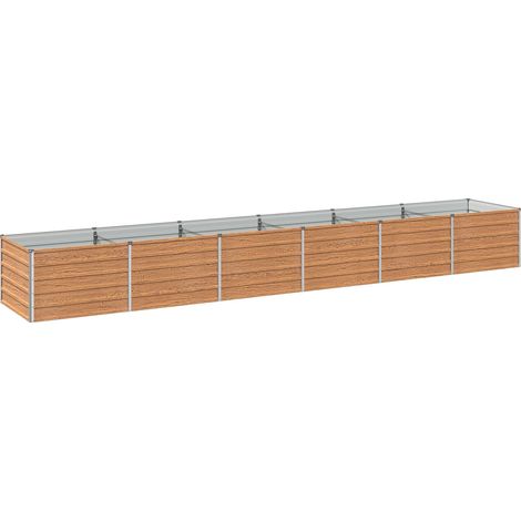 Raised Garden Bed Wood Brown 480 x 80 x 55 cm cold-rolled steel vidaXL