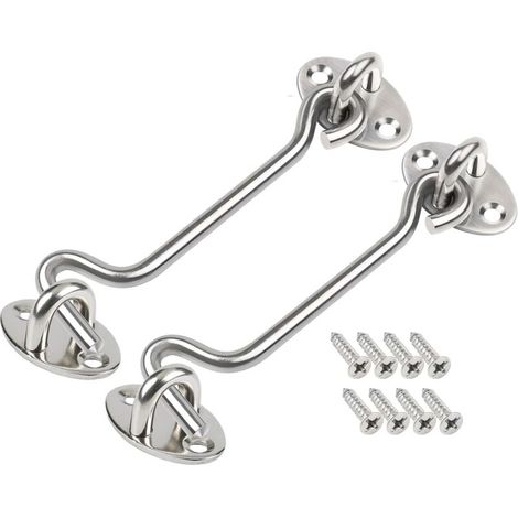 Deux loquets à œillet, crochets de porte en acier inoxydable, loquets à œillet, crochets de verrouillage de porte de grange et loquets à œillet (6 pouces) pour portes et fenêtres. (1/5)