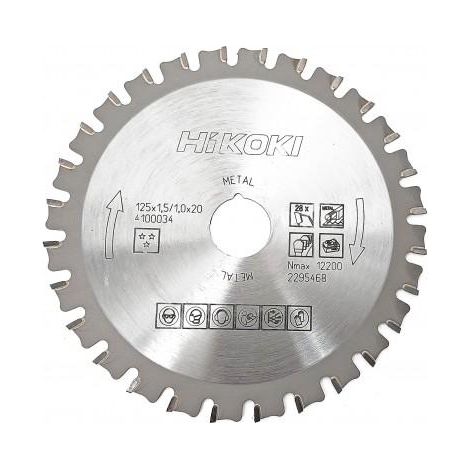 HiKOKI 4100034 125mm x 20mm x 28T Metal Cutting Saw Blade For CD3605DA