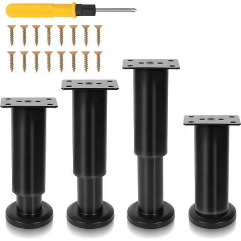 SWANEW 4X gambe per mobili 18-30cm estensibili (nero) Piedi del plinto Gamba di supporto Gamba del mobile Piedi del plinto regolabile per hotel Piedi (1/5)