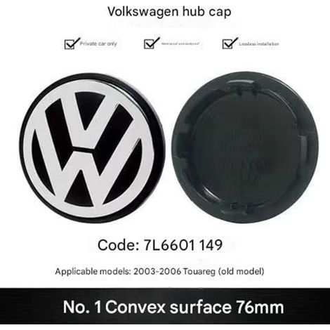 1x Cache Moyeu Enjoliveur Roue 76mm Convexe Compatible Volkswagen Bora Sagitar Lavida Jetta Magotan Santana Passat Polo - Remplacement Logo Centre Jante - Noir