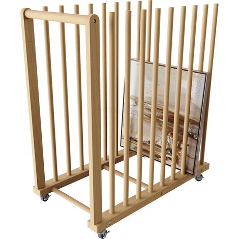 Étagère de rangement pour toile d'art, étagère de rangement pour toiles d'art, étagère de rangement d'art avec poignée et roulettes pour planche à dessin, panneau, bloc de papier pour studios (1/5)