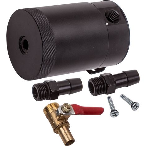 Universal 2-Ports Aluminum Oil Catch Can Reservoir Tank with Drain Valve Fitting (1/5)