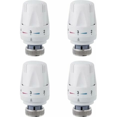 Tête De Radiateur, 4 Pièces Tête De Vanne De Radiateur, M30 x 1.5 Robinet Thermostatique Radiateur, Tête Thermostatique Pour Lavabo Salle De Bain WC (1/4)