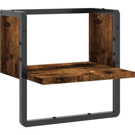 Étagère murale avec barre chêne fumé 30x25x30 (1/5)