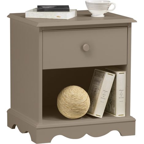 Chevet Taupe 1 Tiroir 1Niche style Anglais L 51 H 56.5 P 42.5 cm (1/5)