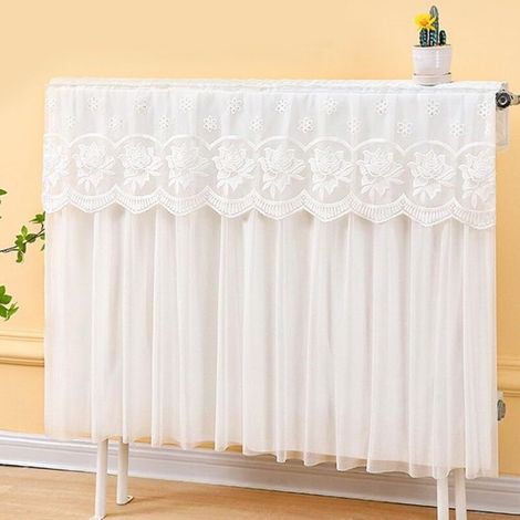 Elegant lace radiator dust cover – Breathable fabric, decorative floral embroidery, dust protection for home heating, easy to clean and install, 60cm (1/4)