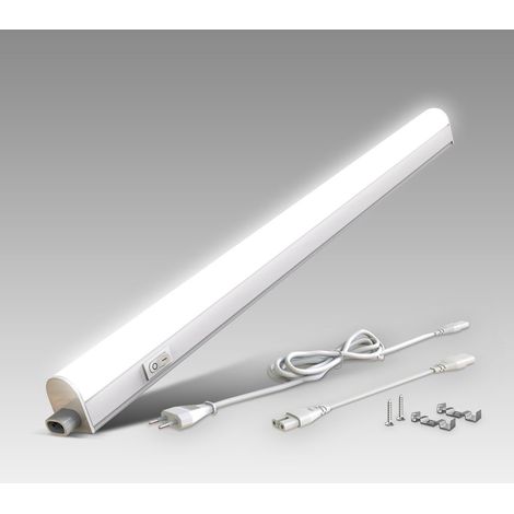 B.K.Licht réglette LED pour cuisine et atelier, platine LED 8W, longueur 573 mm, 700 Lm, lumière blanche neutre 4000K