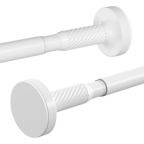 Tringle à rideau de douche télescopique sans perçage, réglable de 81 à 194 cm, en fer et métal, pour salle de douche, fenêtre et balcon, blanc, 1 pièce (Ø25 mm) (1/5)